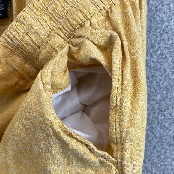 Lane Bryant wide leg pull on pants linen blend cropped pockets 26W butter yellow - Picture 5 of 10